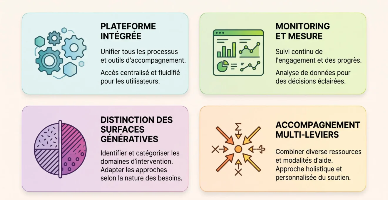 Comparaison visuelle de plusieurs profils d'accompagnement GEO sans classement